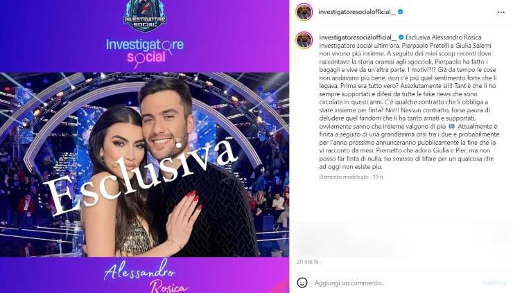 Post Instagram di Alessandro Rosica